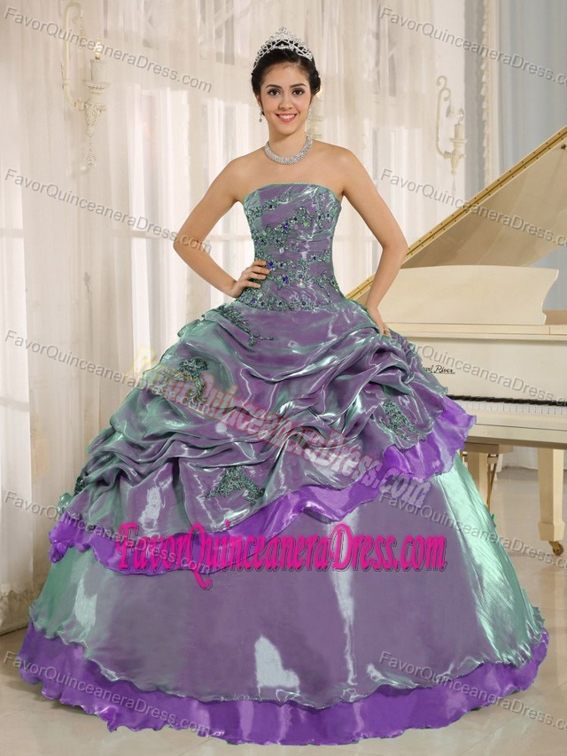 Clearance Multi-colored Beaded Dress for Quinceanera with Pickups on Sale