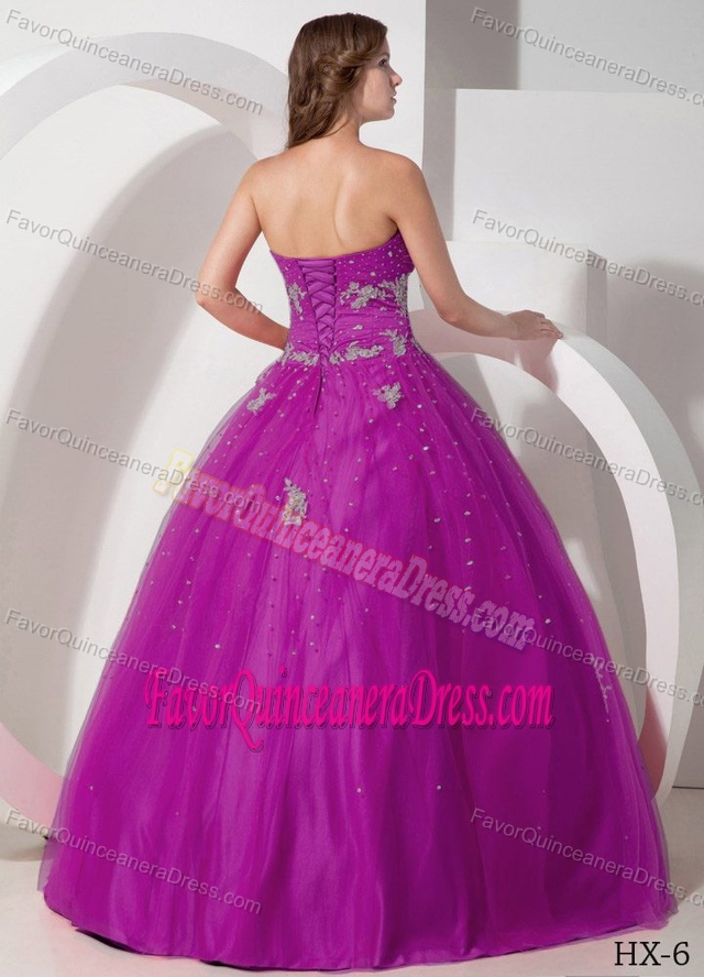 Dreamy Fuchsia Tulle Quinceanera Dress with Appliques and Beading