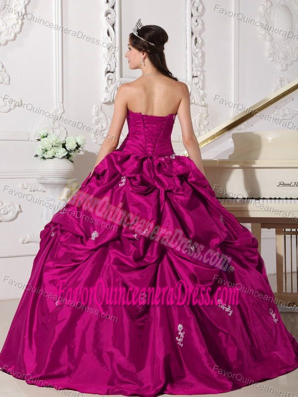 Classical Fuchsia Sweetheart Taffeta Quinceanera Dress with Beading