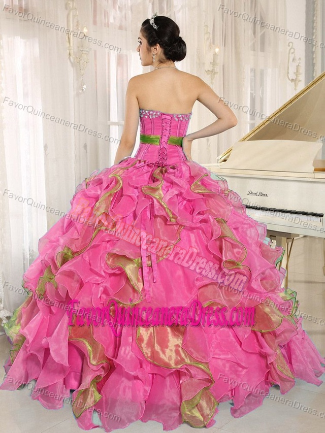 Stylish Multi-color Sweetheart Quinceanera Dress with Appliques and Ruffles