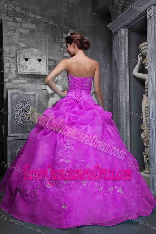 Beautiful Strapless Taffeta and Organza Appliqued Quinceanera Dresses