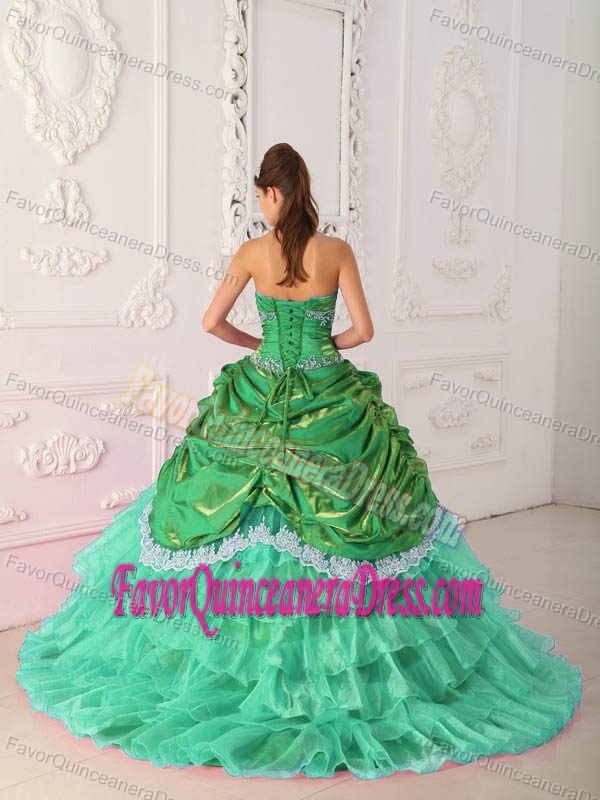 Organza and Taffeta Strapless Sweet 16 Dresses with Lace and Appliques