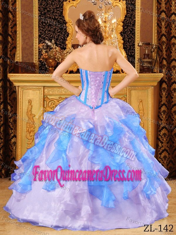 Appliqued Multi-Color Ball Gown Sweetheart Dress for Quince in Organza