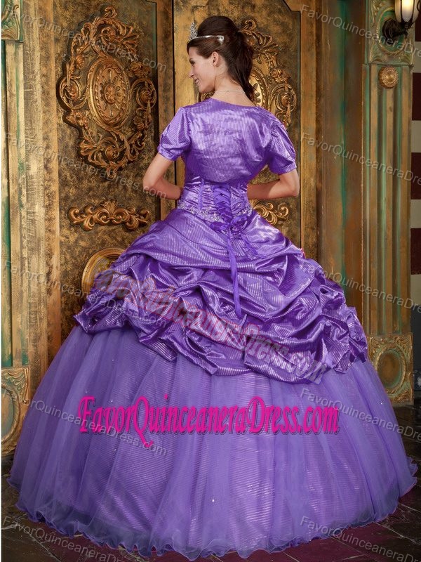 Lavender Ball Gown Sweetheart Sweet 16 Dresses in Taffeta and Organza