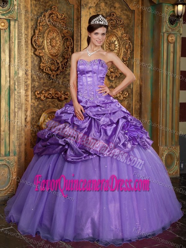 Lavender Ball Gown Sweetheart Sweet 16 Dresses in Taffeta and Organza