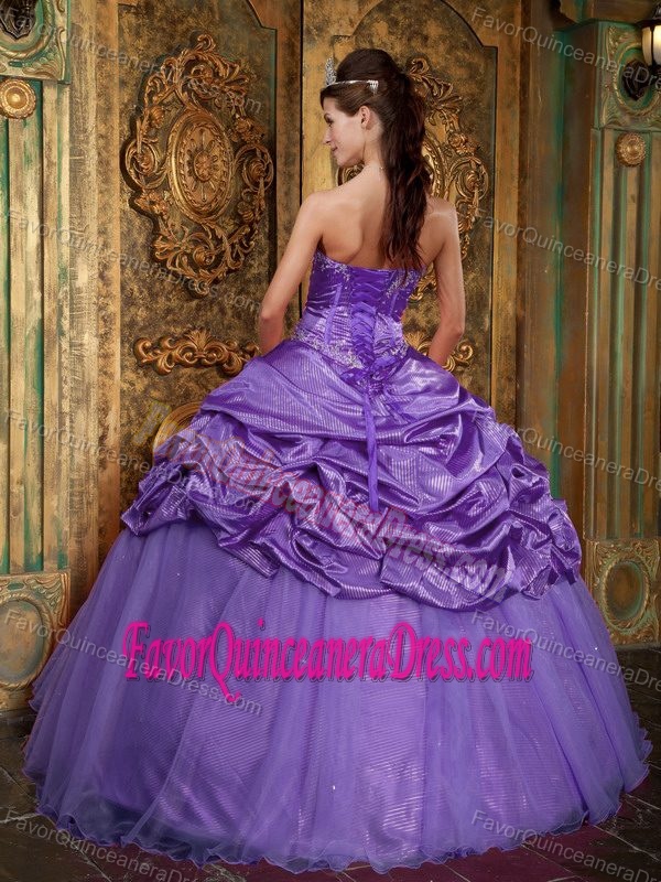 Lavender Ball Gown Sweetheart Sweet 16 Dresses in Taffeta and Organza