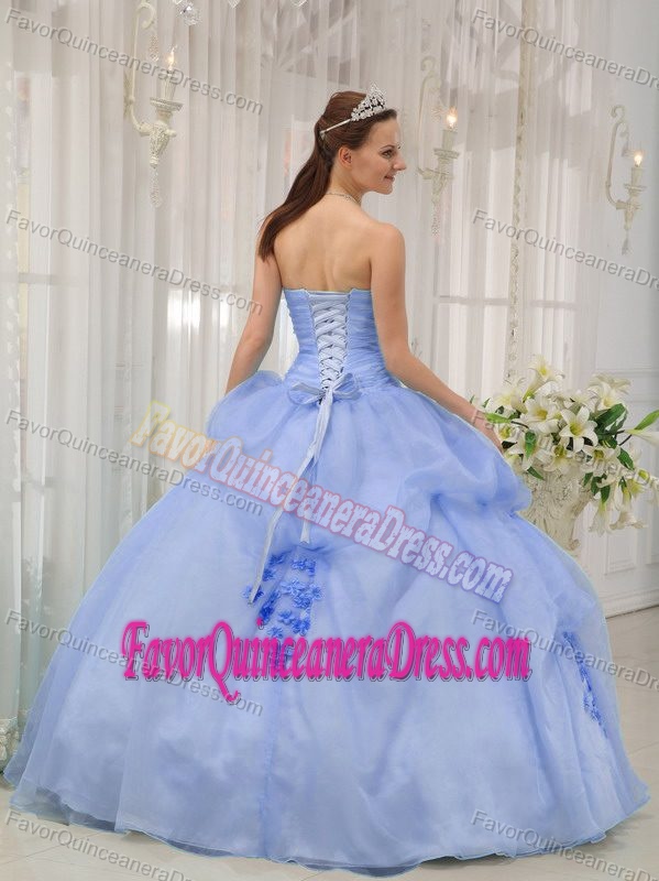 Organza Ball Gown Sweetheart Light Blue Quinceanera Gown with Applique