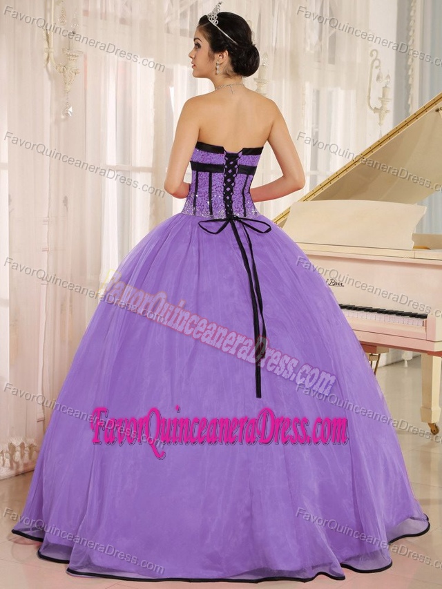 Pretty Sweetheart Lavender Ball Gown Organza Quinceanera Dress with Beading