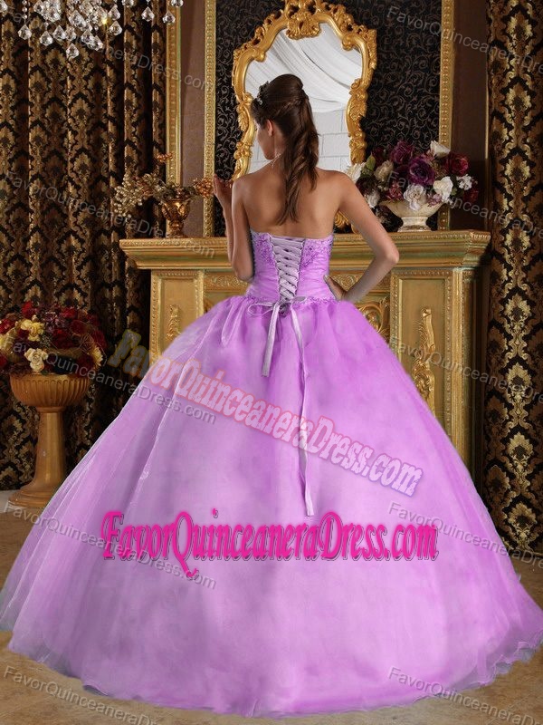 Pretty Beaded Organza Lavender Quinceanera Gown Dresses Wholesale