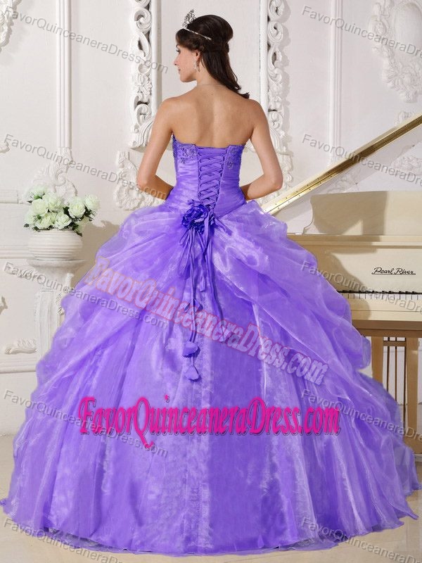 Exclusive Organza Sweetheart Lilac Quinceanera Gown with Embroidery