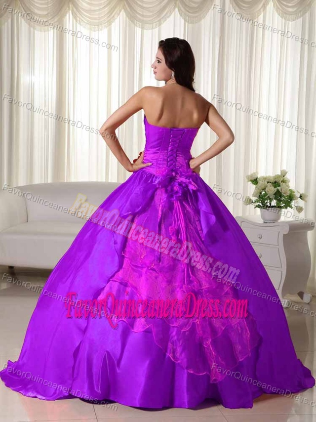 Exclusive Strapless Purple Floor-length Dresses for Quinceanera in Taffeta