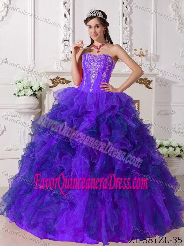 Satin and Organza Sweetheart Floor-length Embroidery Quince Dresses in ...