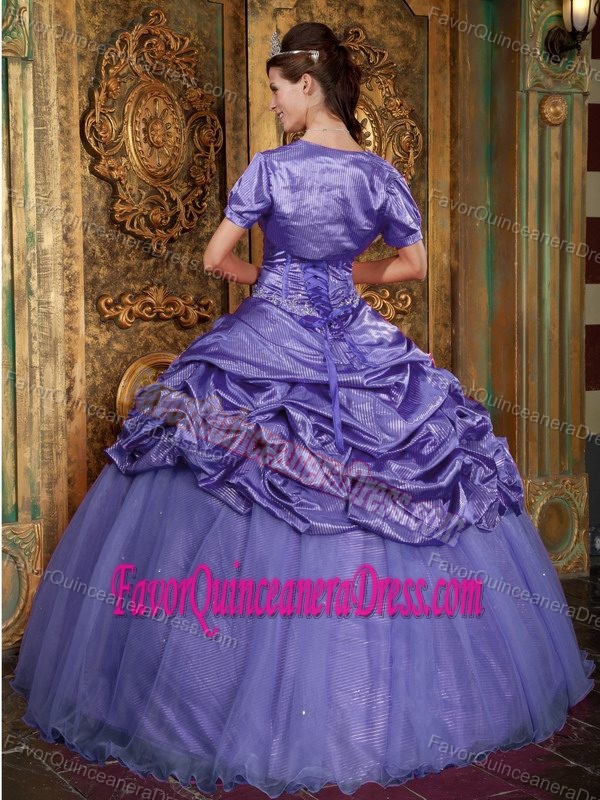 Sweetheart Purple Ball Gown Dress for Quinceaneras in Taffeta and Organza