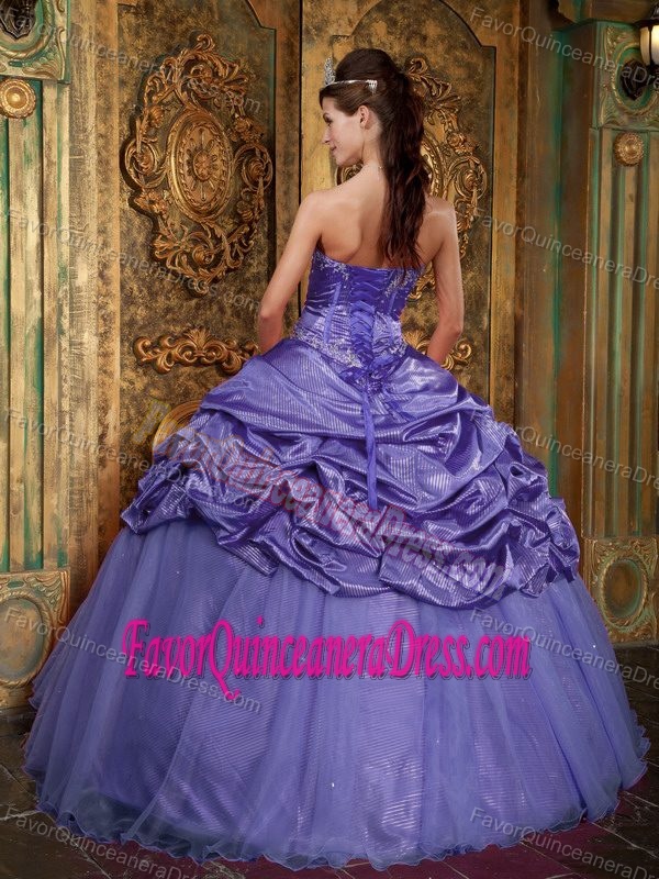 Sweetheart Purple Ball Gown Dress for Quinceaneras in Taffeta and Organza