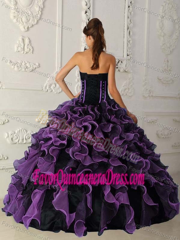 Lavender Ball Gown Sweetheart Beaded Dress for Quinceanera in Organza