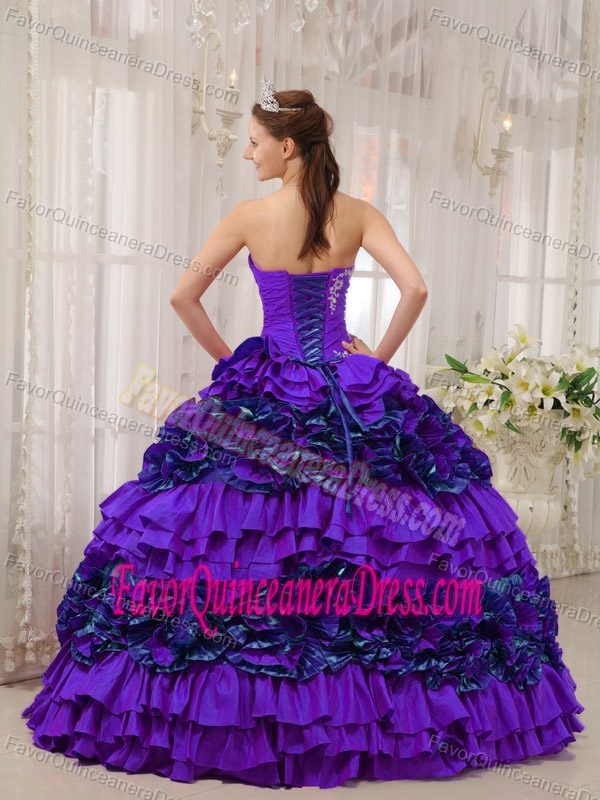 Purple Strapless Floor-length Latest Dress for Quinceanera in Taffeta