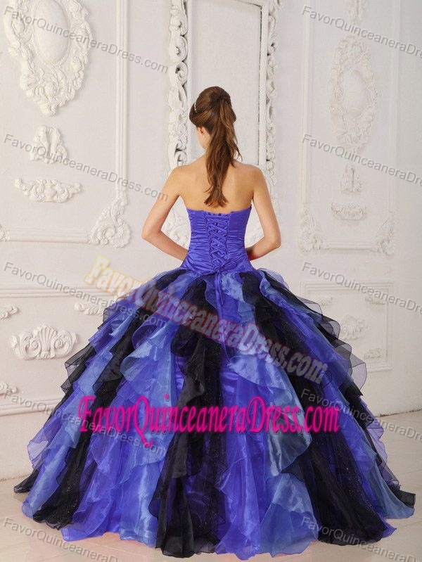 Multi-color Strapless Sweet Sixteen Dresses in Organza with Ruffles