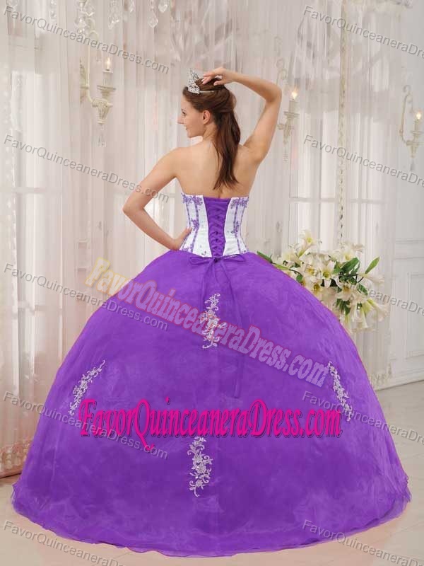 White and Purple Sweetheart Quinceanera Dresses in Unique Fabric