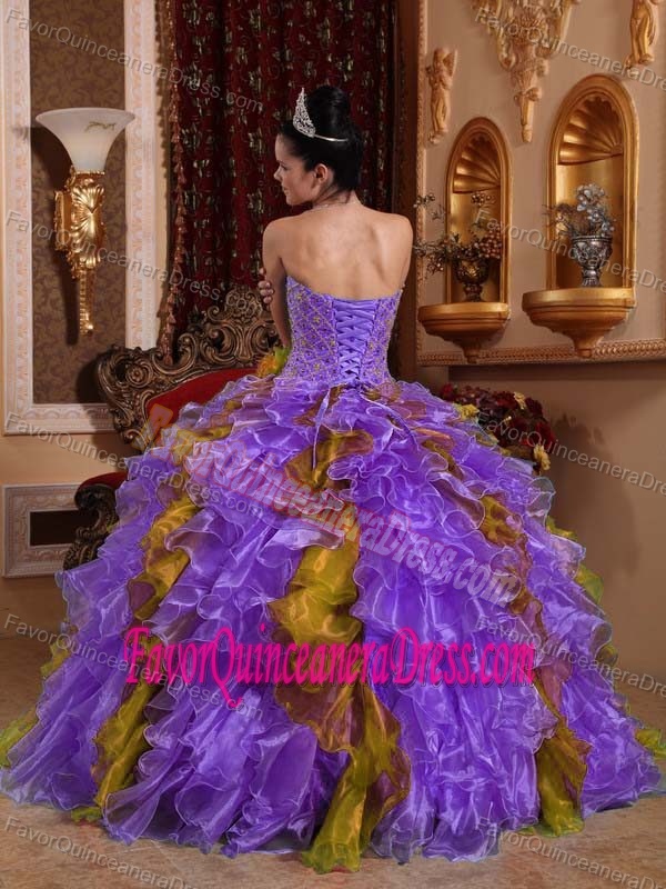 Multi-color Sweetheart Floor-length Quinceanera Gowns in Organza