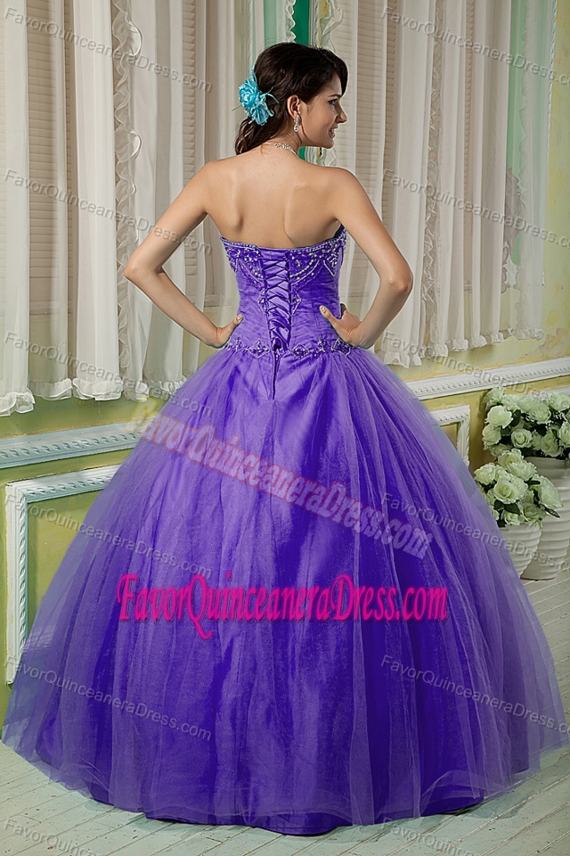 2013 Sweetheart Floor-length Tulle Sweet Sixteen Dresses in Purple