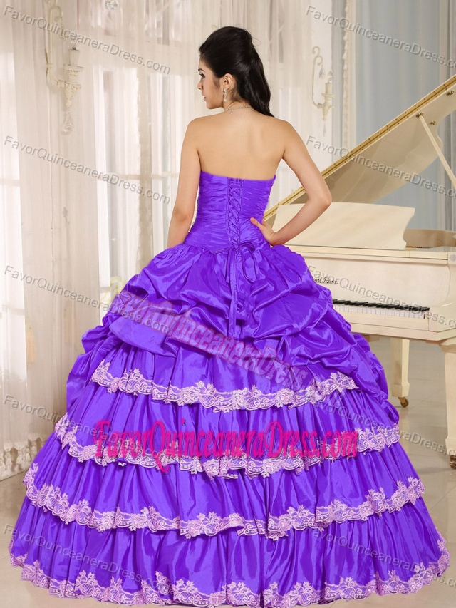 Unique Sweet 15 Dresses with Ruched Sweetheart Neck and Pick-ups Skirt