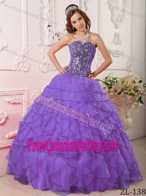 New Style Purple Sweetheart Organza Quinceanera Dress with Beading