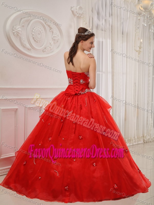 Best Seller Taffeta and Organza Quinceanera Dresses with Red in Floor-length
